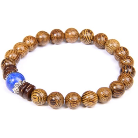 Wood Bracelet,Wenge Wood Bracelet,Good Luck Bracelet,Wooden Beaded Bracelet - Picture 1 of 1